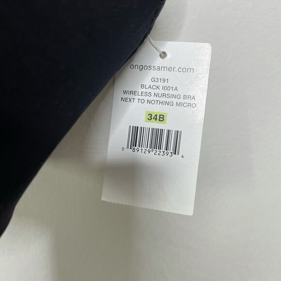 On Gossamer Next to Nothing Microfiber Wireless Nursing Bra Black Size 34B NWT - Picture 5 of 6